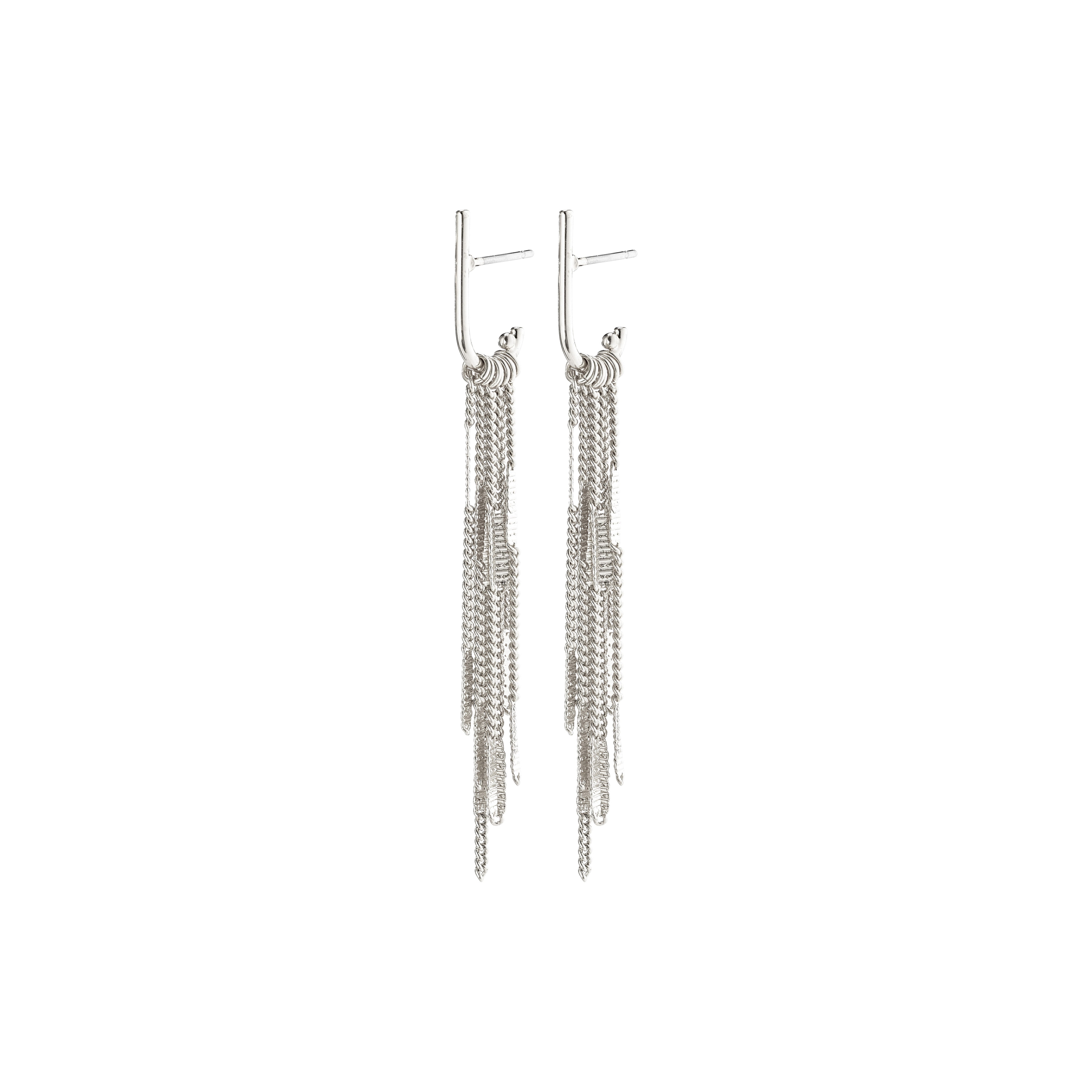 Tassel Silver Rhinestones Long Chain Earrings Silver / One Size