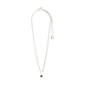 ACT necklace 2-in-1 silver-plated features two adjustable curb chains with a silver-plated pendant showcasing a black Agate stone, offering versatile elegance.