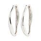 DUNE hoop earrings, silver-plated, oversized oval hoops with sleek, shiny finish and easy click clasps, offering trendy elegance for everyday style.