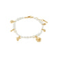 INTENT pearl bracelet gold-plated by Pilgrim featuring genuine freshwater pearls, mother-of-pearl colored glass beads, and gold-plated pendants in an organic design.