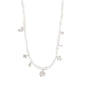 INTENT pearl necklace features freshwater pearls, pearlescent glass beads, and silver-plated pendants in organic shapes, offering a sweet and romantic look.