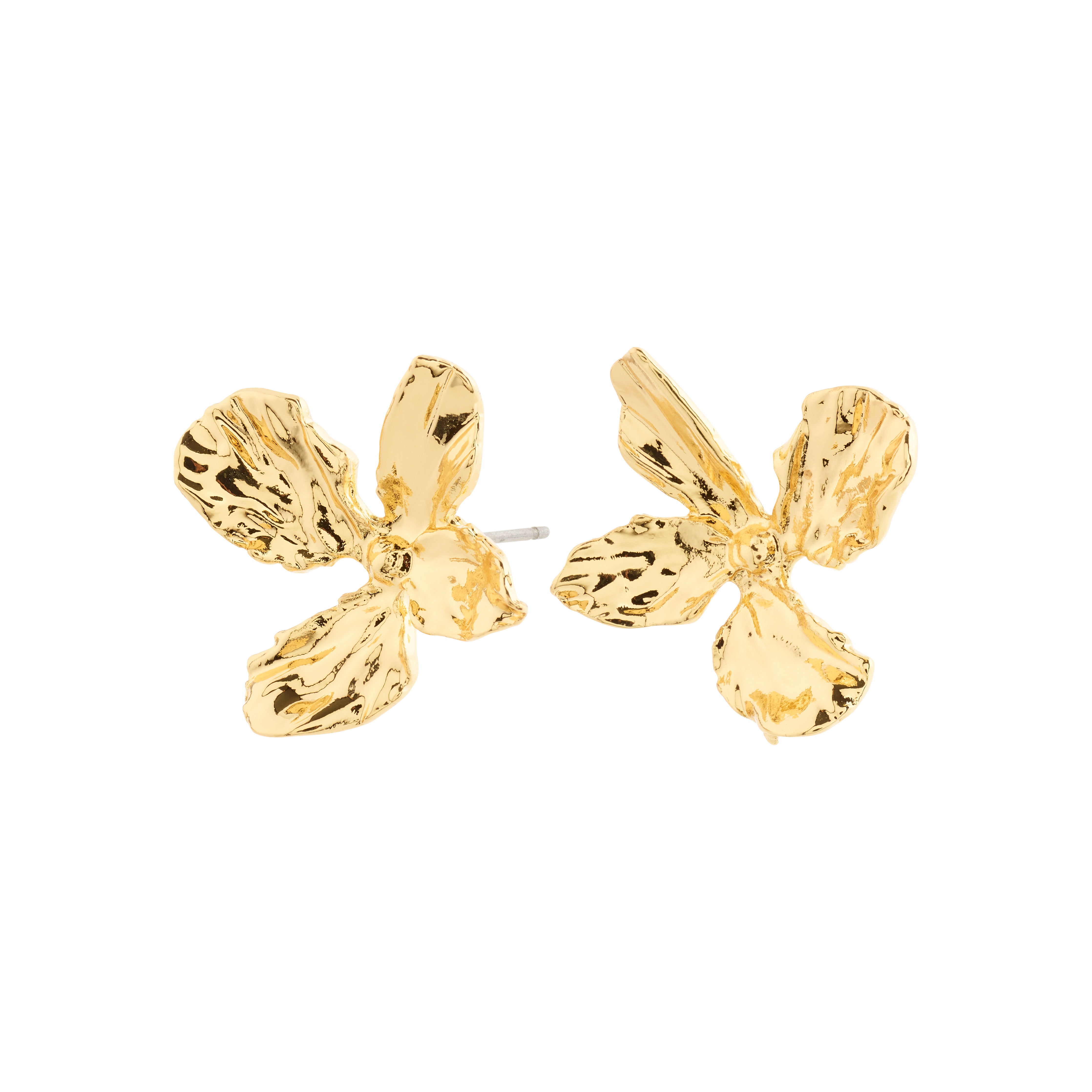 DREAM earrings gold-plated with floral design, inspired by nature, showcasing Pilgrim's Scandinavian elegance and craftsmanship. Perfect for adding effortless style to any outfit.