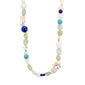 DREAM necklace blue/silver-plated with colorful semi-precious stones and glass beads, reflecting summer vibes and Scandinavian quality. Ideal for trendy, personal-style seekers.