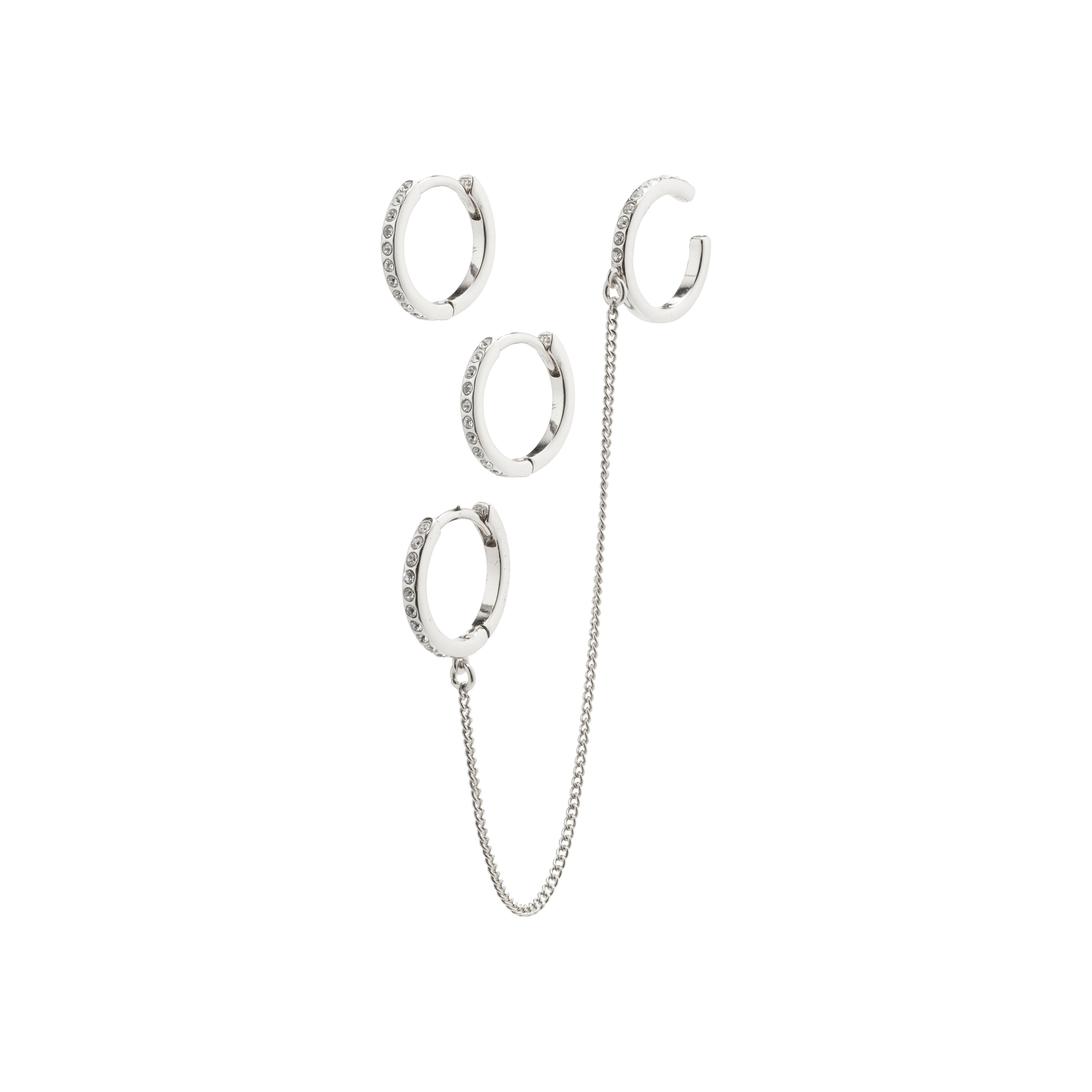 Pilgrim BLOSSOM recycelte Creolen und Earcuff 2-in-1-Set, versilbert