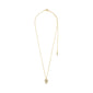 CONNECT crystal necklace gold-plated by Pilgrim, featuring a slender gold chain and an organically shaped heart pendant adorned with sparkling Preciosa crystals.