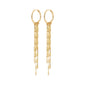 CONNECT earrings gold-plated: Gold-plated hoop earrings with chain pendants and twisted melon seed links, featuring a click clasp for easy wear. Designed for everyday glam.