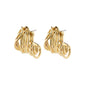 PAMELA earrings gold-plated, featuring fluid gold-plated threads in unique shapes, embodying confident style and sustainability with 97% recycled materials.