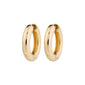 MARLO gold-plated earrings from Pilgrim, showcasing chunky, recycled, hoop design with a shiny finish, offering timeless elegance and bold character. Ideal for summer outfits.