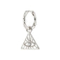 SIBYLLA single earring silver-plated, featuring an all-seeing eye motif within a triangle, adorned with Preciosa crystals, crafted from recycled material.