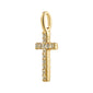 Gold-plated mini cross pendant with sparkling crystals, ideal for creating a personal, stylish statement. Perfect for chains or bracelets. Made from recycled materials.