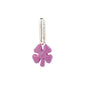 Silver-plated four-leaf clover pendant with violet enamel finish, designed by Pilgrim, ideal for adding a playful, nature-inspired touch to accessories.