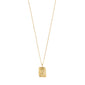 Gold-plated SAGITTARIUS Zodiac Sign necklace featuring a reversible square pendant with a Sagittarius motif and glittering constellation, designed with a rustic, handcrafted look.