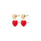 MAEVE earrings 2-in-1 set, featuring gold-plated studs and vibrant red enamel hearts, perfect for creating a unique, stylish look.