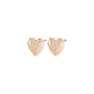 SOPHIA earrings rosegold-plated, heart-shaped, showcasing glossy finish and gentle curves, embodying Scandinavian sophistication and romance from Pilgrim's recycled jewelry collection.