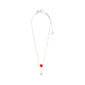 MAEVE necklace, 2-in-1 silver-plated set, features slim box chains with a silver heart and red enamel heart pendants, perfect for chic layering.