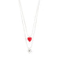 MAEVE necklace, 2-in-1 set, features a silver-plated puffy heart pendant and a red enamel heart pendant, perfect for a chic layered look.