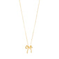 CASSIAN necklace gold-plated features a gold bow pendant on a slim box chain, offering a chic, sustainable accessory choice from Pilgrim.