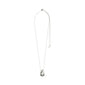 Silver-plated CHANTAL pendant necklace from Pilgrim, featuring a slim adjustable chain and a shiny, organically shaped pendant, exemplifying Scandinavian craftsmanship and style.