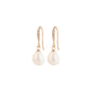 JASMIN pearl earrings in rose gold-plated hoops with sparkling Preciosa crystals and freshwater pearl pendants, showcasing Pilgrim's blend of timeless elegance and contemporary style.