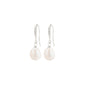 JASMIN pearl earrings silver-plated, featuring shiny hoops with sparkling Preciosa crystals and genuine freshwater pearl pendants, offering an elegant and timeless design.