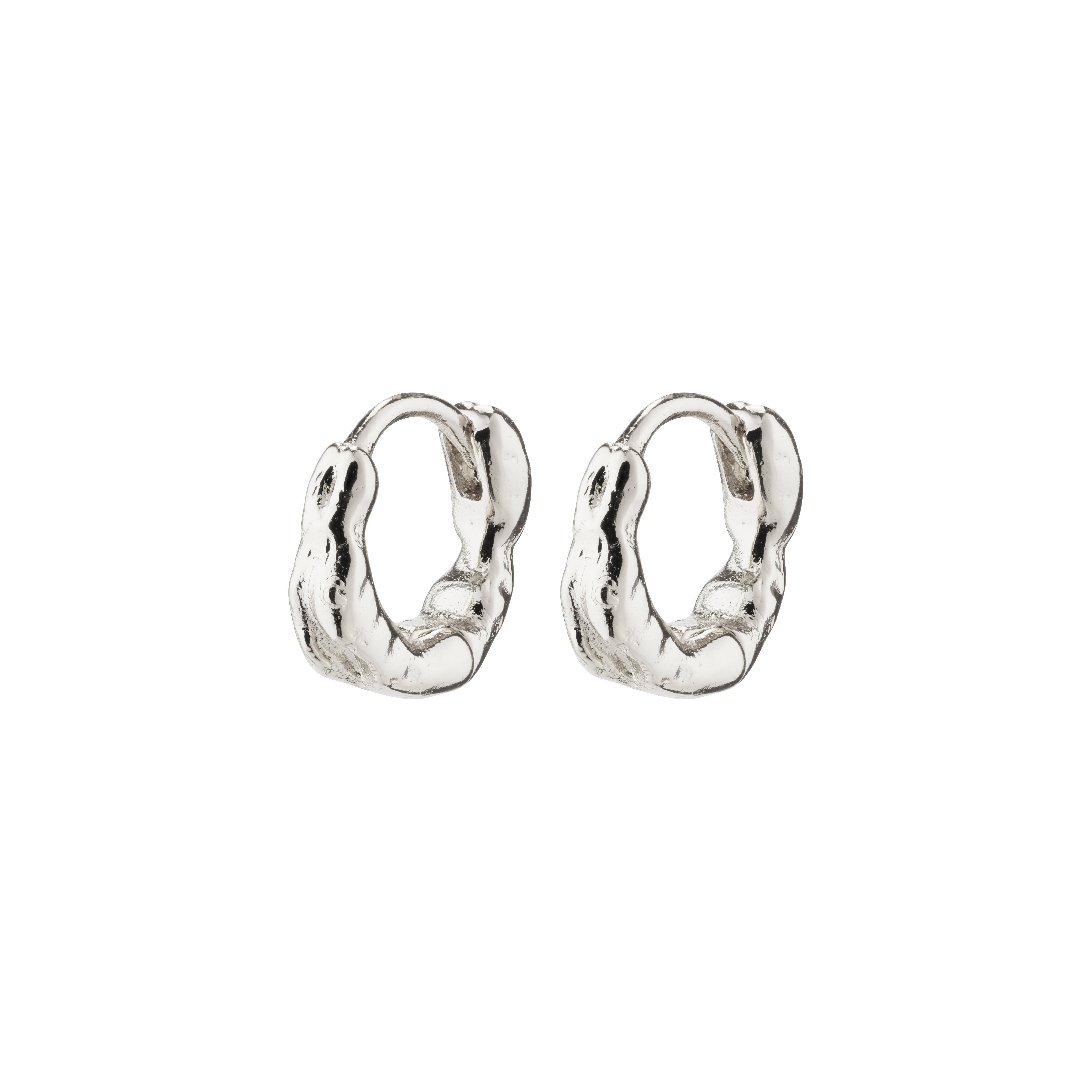 EDDY recycled organic shaped mini huggie hoops silver-plated – Pilgrim