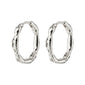 EDDY recycled organic shaped medium hoops silver-plated