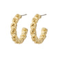 SCOTTIE gold-plated hoop earrings by Pilgrim, featuring unique rustic cube design, embodying a blend of rustic and classy style.