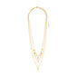 JULES necklace gold-plated by Pilgrim, featuring layered delicate chains with Preciosa crystals and heart pendants, offering a chic, bohemian vibe.