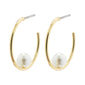 ELINE pearl hoop earrings, gold-plated, featuring elegant small hoops with a white pearl accent, offering a stylish and harmonious look.