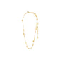 SLOAN pearl necklace gold-plated featuring white freshwater pearls and gold beads on an elegant chain, perfect for adding a romantic touch to any outfit.