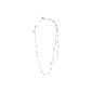 SLOAN pearl necklace silver-plated with white freshwater pearls and glass beads, featuring organically shaped links for a trendy, handcrafted look.