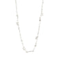 SLOAN pearl necklace, silver-plated, featuring white freshwater pearls and glass beads with organically shaped links, offering a light, romantic, handcrafted look.