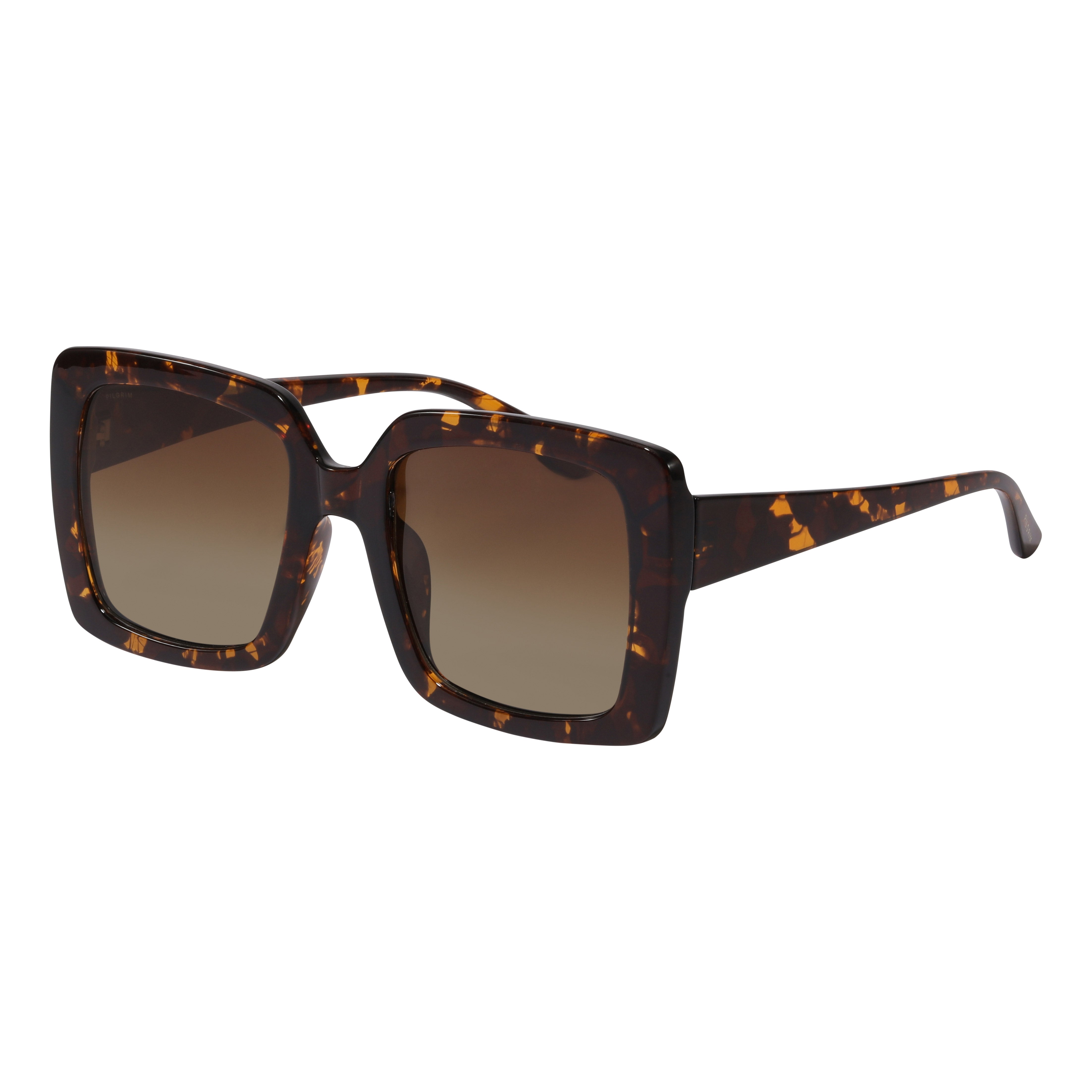 Pilgrim LUCIANA Oversized Vintage-Sonnenbrille in braunem Schildpatt