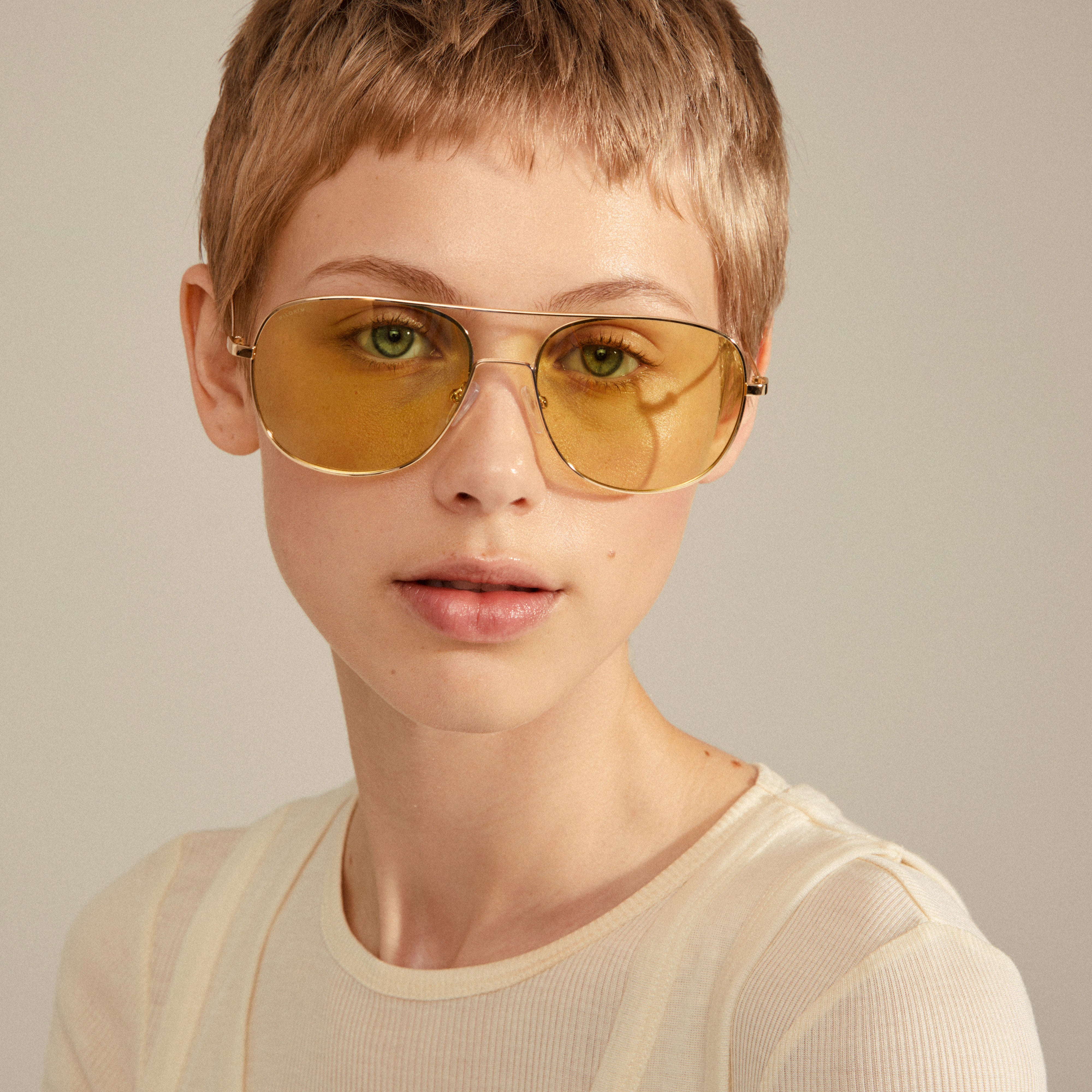 Men Aviator Sunglasses Polarized Women - UV 400 with case 60MM -  Orange(gold Fra…