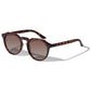 ALEJANDRA tortoise brown sunglasses on white, showcasing a modern round design with angular upper frame, offering UVA/UVB protection from Pilgrim.