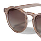 ALEJANDRA sunglasses light brown, featuring a unique angular top frame for a stylish twist on the classic round design, offering full UVA/UVB protection.