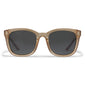 KATYA sunglasses light brown, featuring transparent brown frames and dark green lenses, designed for style and functionality with UVA/UVB protection. Perfect for summer outings.